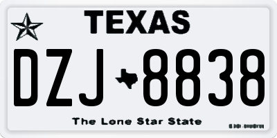 TX license plate DZJ8838