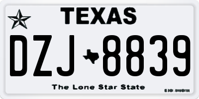 TX license plate DZJ8839