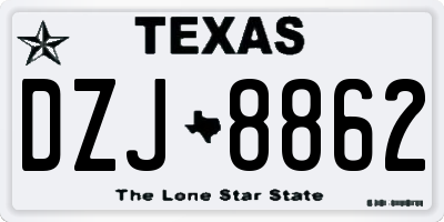 TX license plate DZJ8862