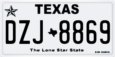 TX license plate DZJ8869