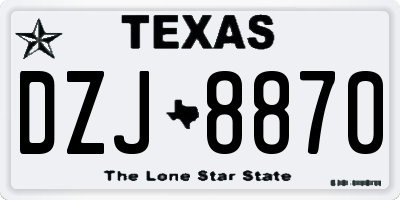 TX license plate DZJ8870