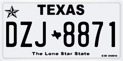 TX license plate DZJ8871