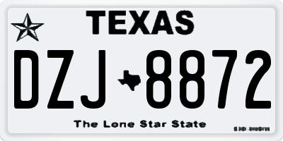 TX license plate DZJ8872