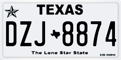 TX license plate DZJ8874