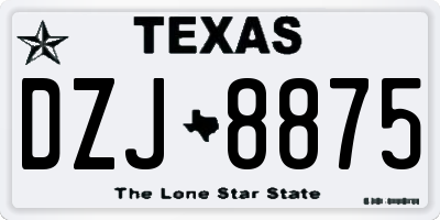 TX license plate DZJ8875