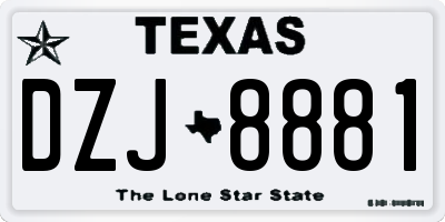 TX license plate DZJ8881