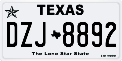 TX license plate DZJ8892