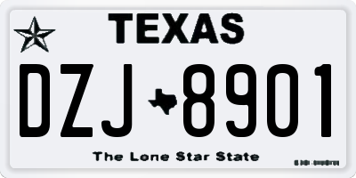 TX license plate DZJ8901
