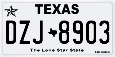 TX license plate DZJ8903