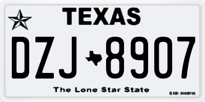 TX license plate DZJ8907