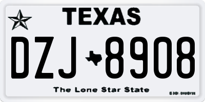TX license plate DZJ8908