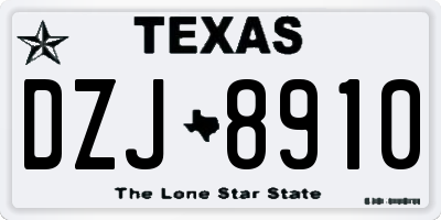 TX license plate DZJ8910