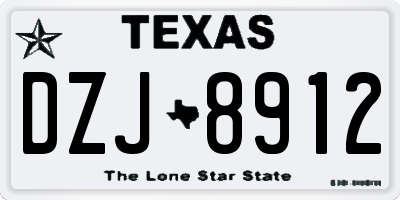 TX license plate DZJ8912