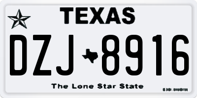 TX license plate DZJ8916