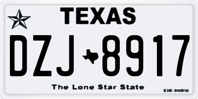 TX license plate DZJ8917