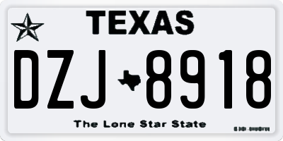 TX license plate DZJ8918