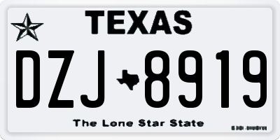 TX license plate DZJ8919