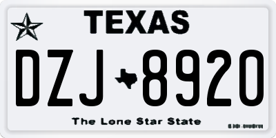 TX license plate DZJ8920