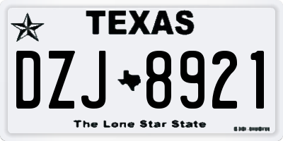TX license plate DZJ8921