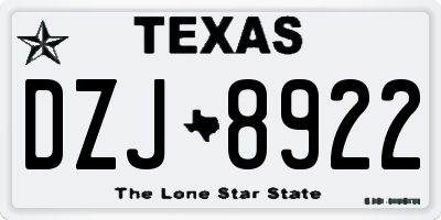 TX license plate DZJ8922