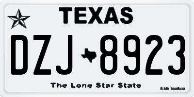 TX license plate DZJ8923