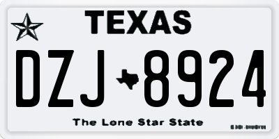 TX license plate DZJ8924