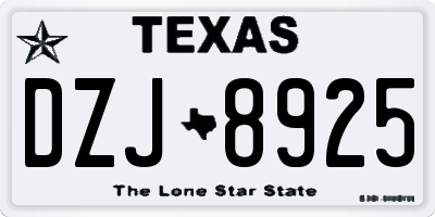 TX license plate DZJ8925