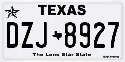 TX license plate DZJ8927