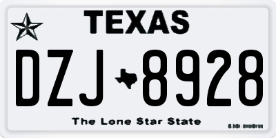 TX license plate DZJ8928
