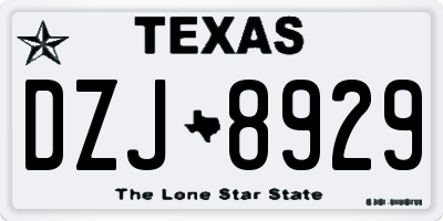 TX license plate DZJ8929
