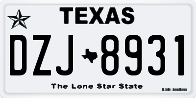 TX license plate DZJ8931