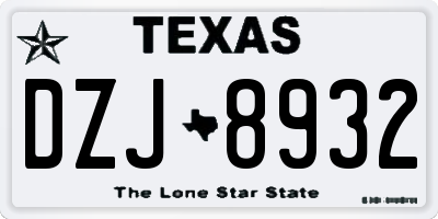 TX license plate DZJ8932