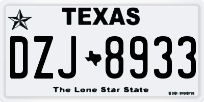 TX license plate DZJ8933