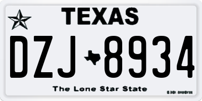 TX license plate DZJ8934