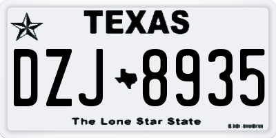 TX license plate DZJ8935