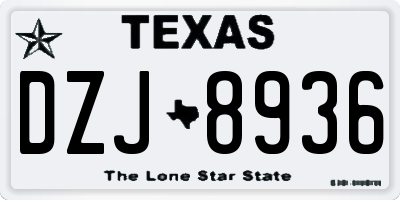 TX license plate DZJ8936