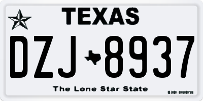TX license plate DZJ8937