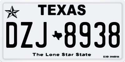 TX license plate DZJ8938