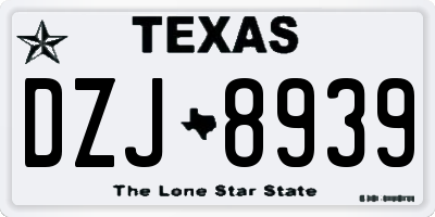 TX license plate DZJ8939