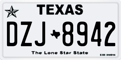TX license plate DZJ8942