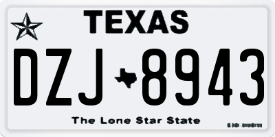 TX license plate DZJ8943