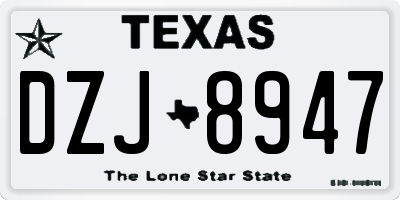 TX license plate DZJ8947