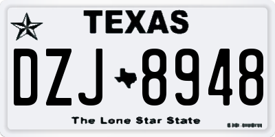 TX license plate DZJ8948