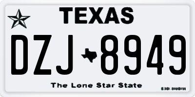 TX license plate DZJ8949