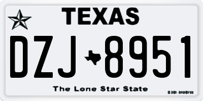 TX license plate DZJ8951