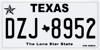 TX license plate DZJ8952