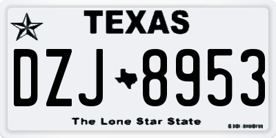 TX license plate DZJ8953