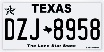 TX license plate DZJ8958