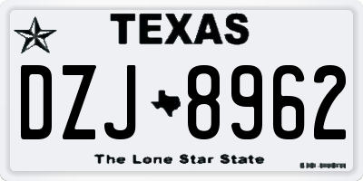 TX license plate DZJ8962