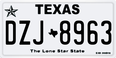 TX license plate DZJ8963